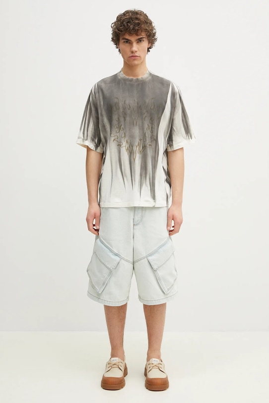 Bavlněné tričko Marcelo Burlon Fire Heart Spray Boxy T-Shirt Ecru Mediu CMAA05AS25JER0096F06 béžová