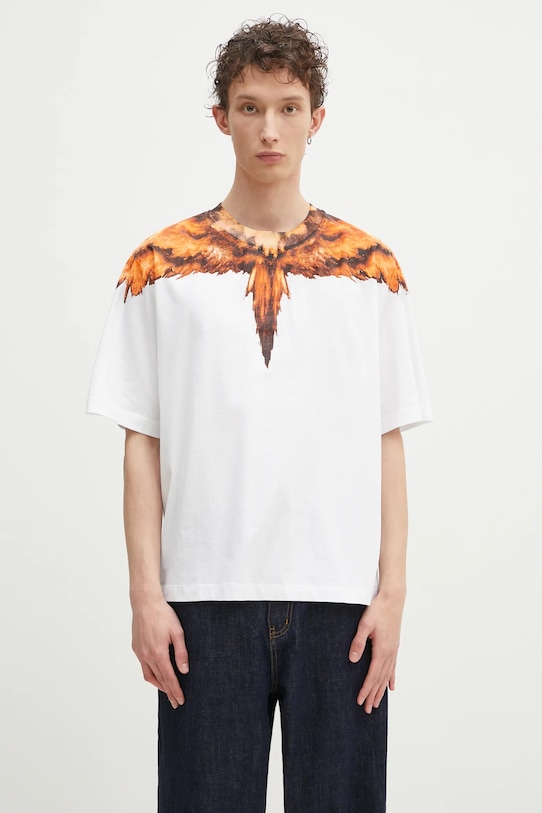 Marcelo Burlon tricou din bumbac Colordust Wings Boxy T-Shirt White Orang print alb CMAA05AS25JER0010120