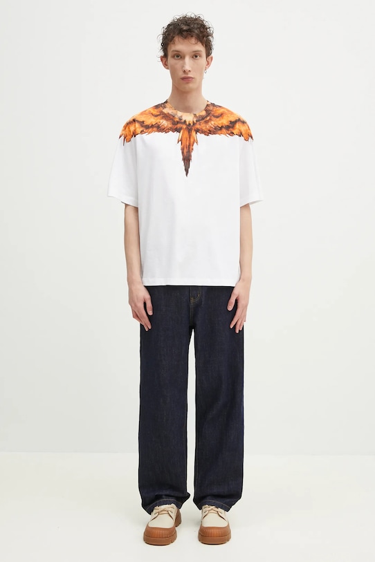 Marcelo Burlon tricou din bumbac Colordust Wings Boxy T-Shirt White Orang CMAA05AS25JER0010120 alb
