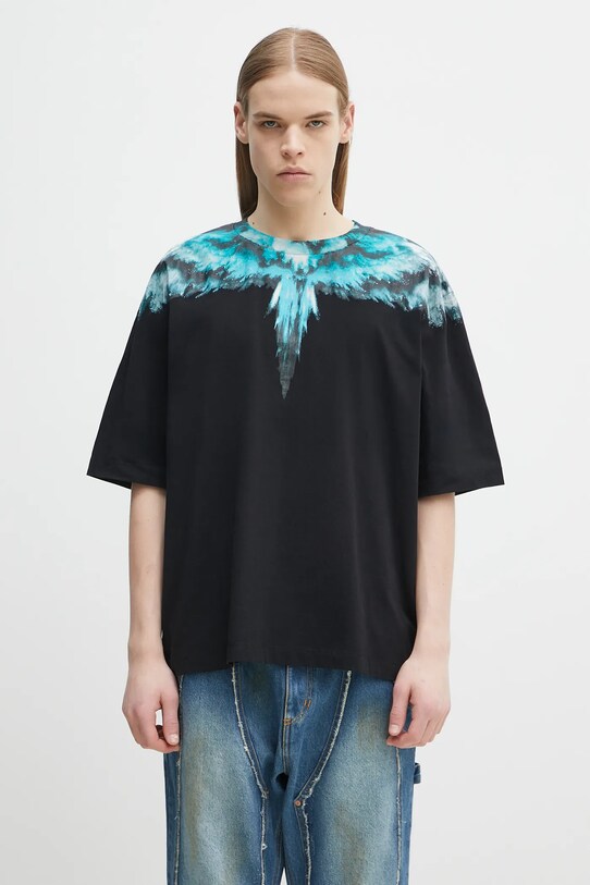 Хлопковая футболка Marcelo Burlon Colordust Wings Boxy T-Shirt Black Turqu хлопок чёрный CMAA05AS25JER0011043