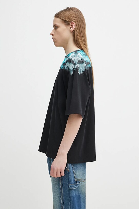 Marcelo Burlon cotton t-shirt Colordust Wings Boxy T-Shirt Black Turqu CMAA05AS25JER0011043 black SS25