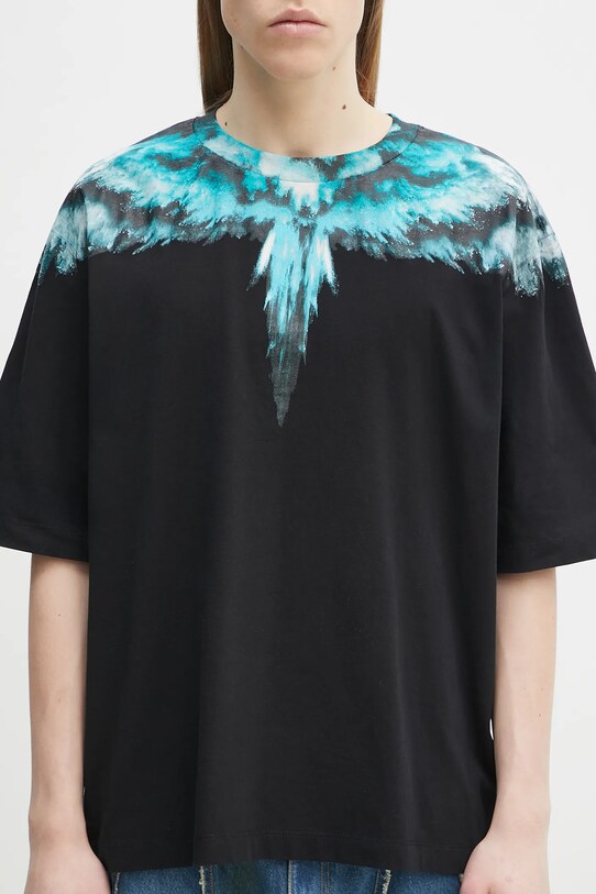 Бавовняна футболка Marcelo Burlon Colordust Wings Boxy T-Shirt Black Turqu чорний CMAA05AS25JER0011043