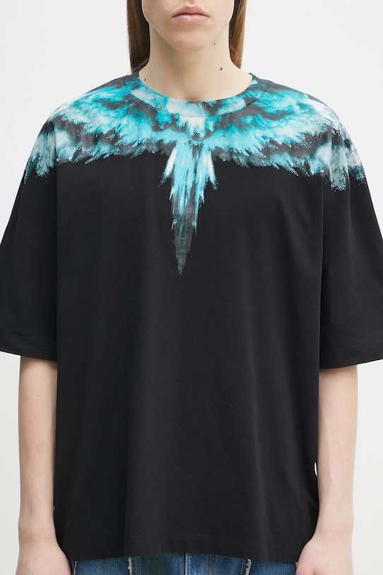 Marcelo Burlon cotton t-shirt Colordust Wings Boxy T-Shirt Black Turqu black CMAA05AS25JER0011043