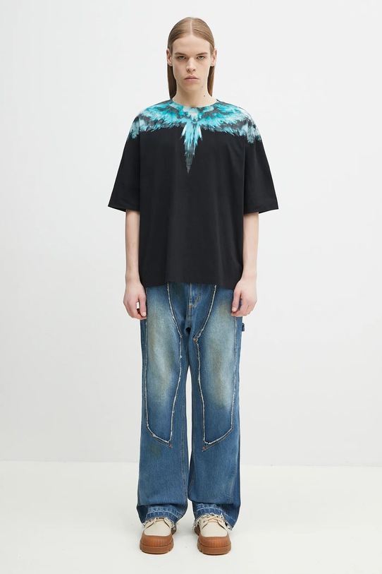 Pamučna majica Marcelo Burlon Colordust Wings Boxy T-Shirt Black Turqu CMAA05AS25JER0011043 crna