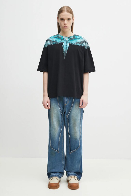 Marcelo Burlon cotton t-shirt Colordust Wings Boxy T-Shirt Black Turqu CMAA05AS25JER0011043 black