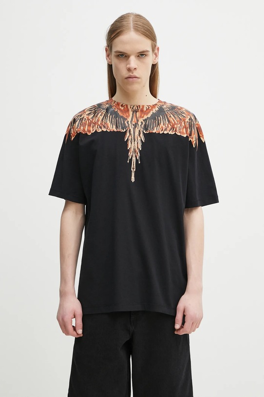 Bavlnené tričko Marcelo Burlon Icon Wings Basic T-Shirt Black Orange relaxed čierna CMAA056S25JER0011020