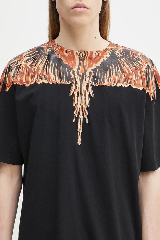 Бавовняна футболка Marcelo Burlon Icon Wings Basic T-Shirt Black Orange чорний CMAA056S25JER0011020