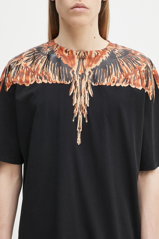 Bavlnené tričko Marcelo Burlon Icon Wings Basic T-Shirt Black Orange čierna CMAA056S25JER0011020