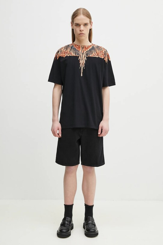 Bavlnené tričko Marcelo Burlon Icon Wings Basic T-Shirt Black Orange CMAA056S25JER0011020 čierna