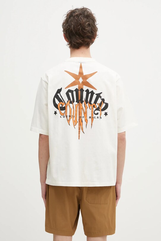 Ρούχα Βαμβακερό μπλουζάκι Marcelo Burlon County Goth Boxy T-Shirt Ecru Brown CMAA05AS25JER0036F60 μπεζ