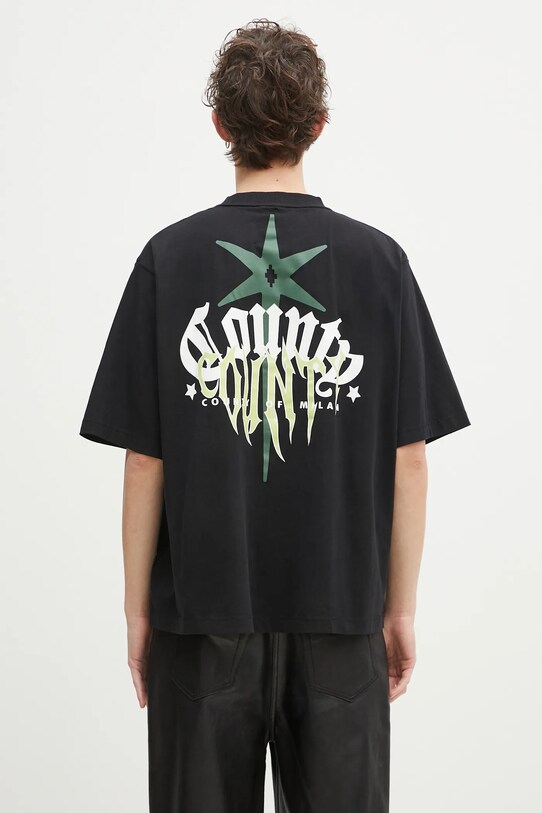 Marcelo Burlon tricou din bumbac County Goth Boxy T-Shirt Black Deep Gree print negru CMAA05AS25JER0031052