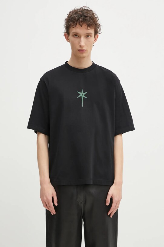Îmbrăcăminte Marcelo Burlon tricou din bumbac County Goth Boxy T-Shirt Black Deep Gree CMAA05AS25JER0031052 negru