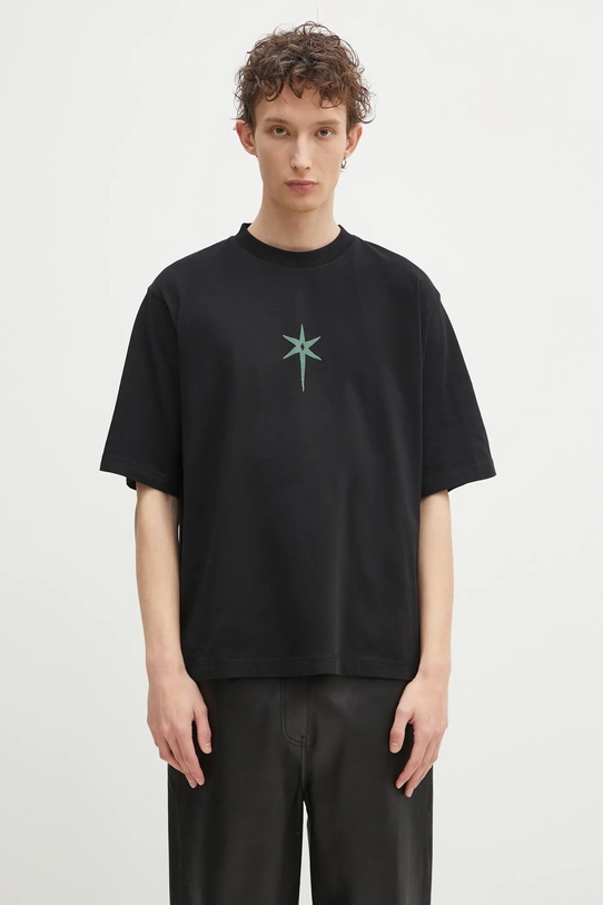Îmbrăcăminte Marcelo Burlon tricou din bumbac County Goth Boxy T-Shirt Black Deep Gree CMAA05AS25JER0031052 negru