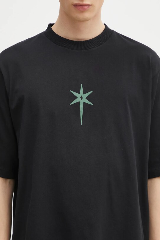 Marcelo Burlon tricou din bumbac County Goth Boxy T-Shirt Black Deep Gree negru CMAA05AS25JER0031052