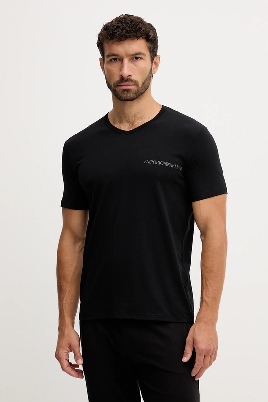 Μπλουζάκι lounge Emporio Armani Underwear 2-pack κανονικό μαύρο EM000392.AF10779