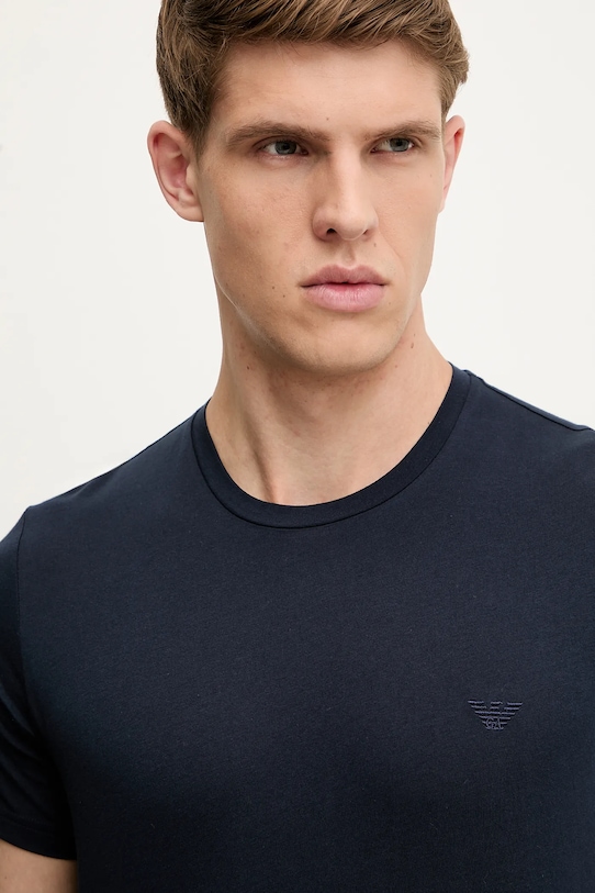 Βαμβακερό μπλουζάκι Emporio Armani Underwear σκούρο μπλε EM000377.AF14210