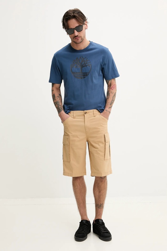Timberland tricou din bumbac TB0A2C2R2881 bleumarin SS25