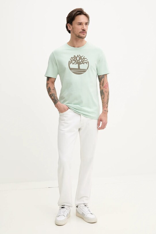 Timberland tricou din bumbac TB0A2C2RENE1 verde SS25