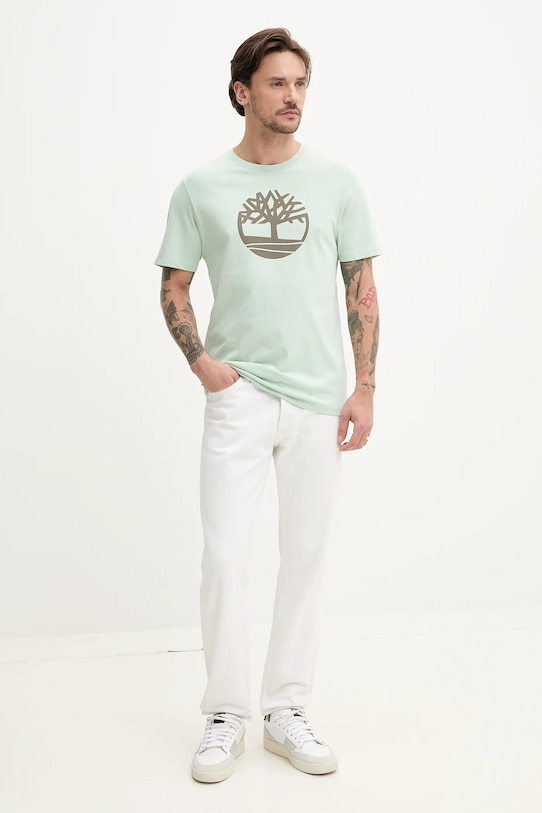 Timberland t-shirt bawełniany TB0A2C2RENE1 zielony SS25