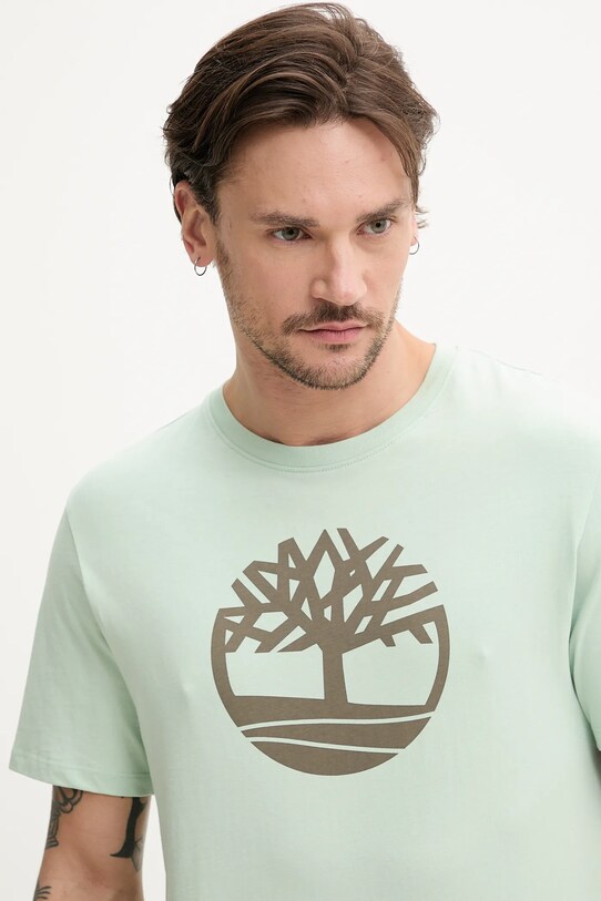Timberland tricou din bumbac verde TB0A2C2RENE1