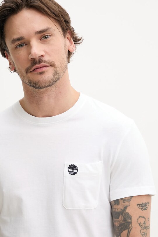 Timberland t-shirt bawełniany biały TB0A2CQY1001