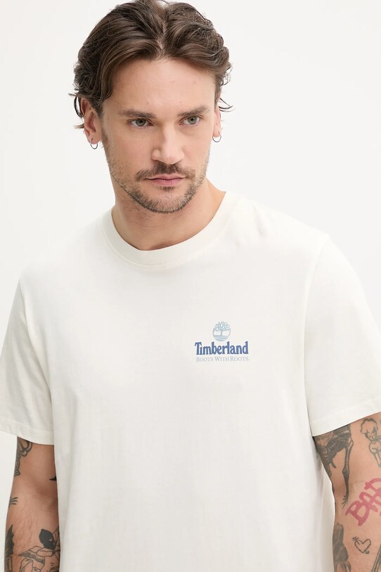 Βαμβακερό μπλουζάκι Timberland μπεζ TB0A6DG5CM91