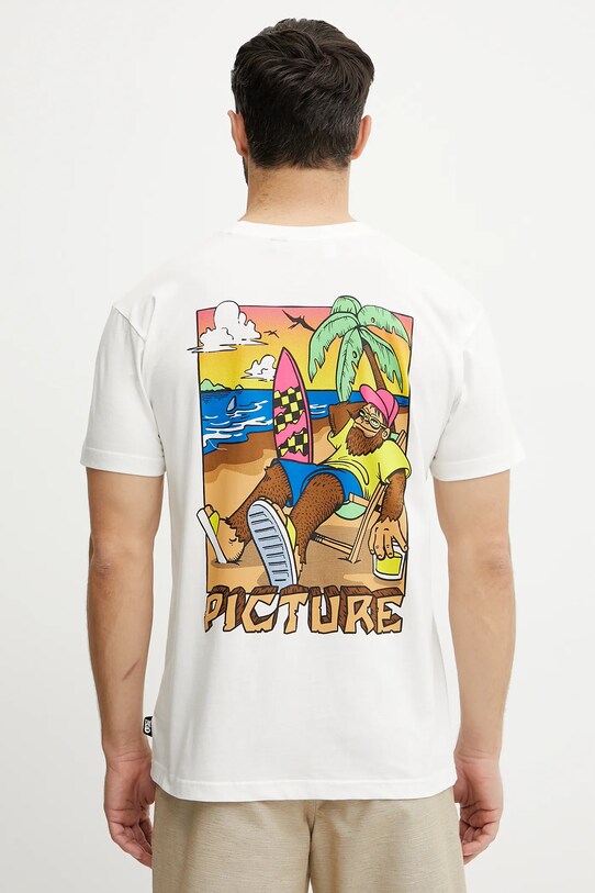 Picture t-shirt in cotone Squatchy rilassato bianco MTS1268.