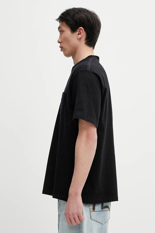 Needles t-shirt bawełniany S/S Papillon Emb. Pocket QV357 czarny SS25