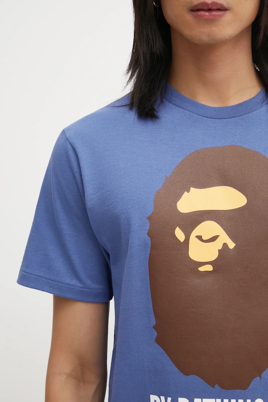 Pamučna majica A Bathing Ape By Bathing Ape mornarsko plava 1L30110002
