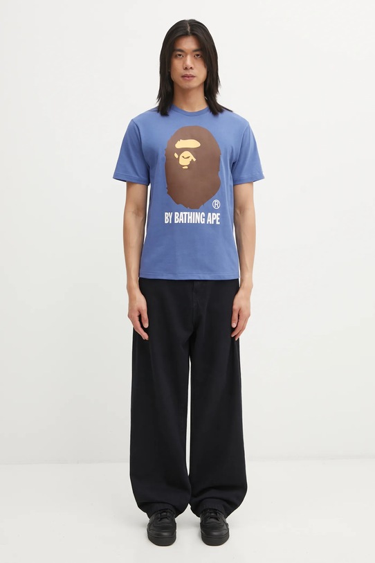 Pamučna majica A Bathing Ape By Bathing Ape 1L30110002 mornarsko plava