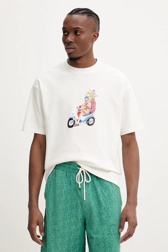 Хлопковая футболка Drôle de Monsieur Le T-Shirt Golfeur печать бежевый G.TS236.CO002.OW