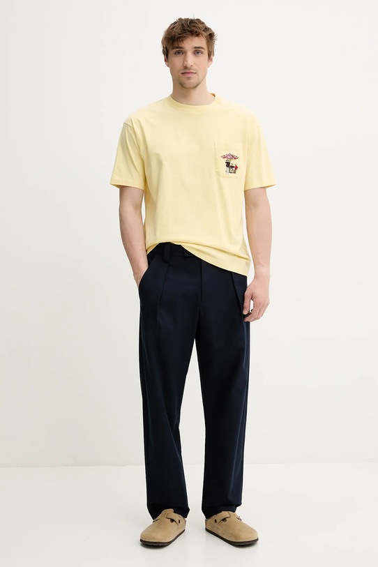 Drôle de Monsieur tricou din bumbac Le T-Shirt Parasol G.TS242.CO165.BAN galben SS25
