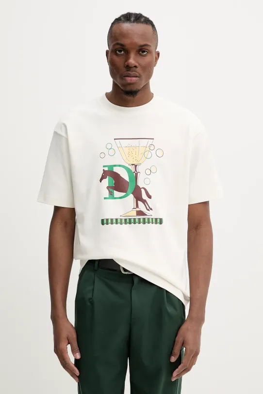 Drôle de Monsieur tricou din bumbac Le T-Shirt Polo print bej G.TS241.CO199.OW