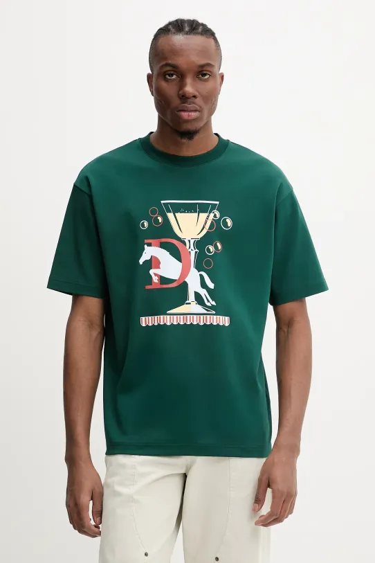 Drôle de Monsieur tricou din bumbac Le T-Shirt Polo print verde G.TS241.CO199.DGN