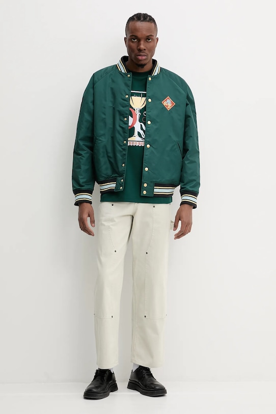 Drôle de Monsieur tricou din bumbac Le T-Shirt Polo G.TS241.CO199.DGN verde SS25