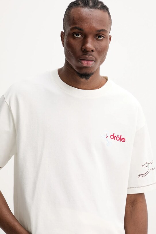 Bavlnené tričko Drôle de Monsieur Le T-Shirt Club House béžová G.TS240.CO134.OW