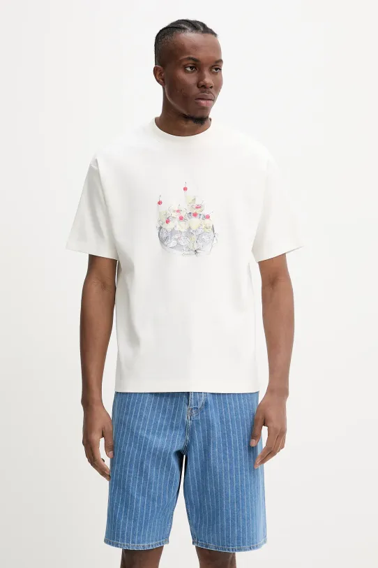 Drôle de Monsieur t-shirt in cotone Le T-Shirt Cocktails rilassato beige G.TS237.CO002.OW