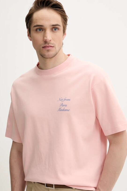 Bavlnené tričko Drôle de Monsieur Le T-Shirt Slogan Cursive ružová G.TS209.CO002.LPI