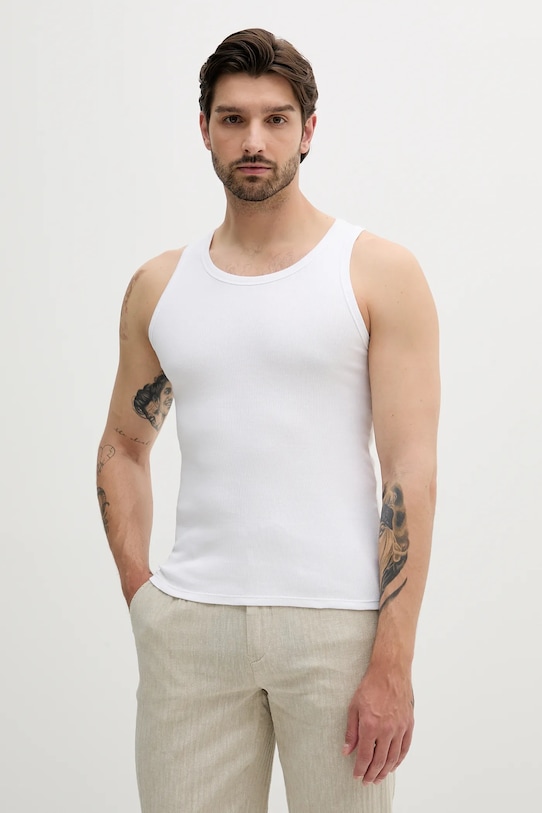 United Colors of Benetton top din bumbac uni alb 3JKF2H002