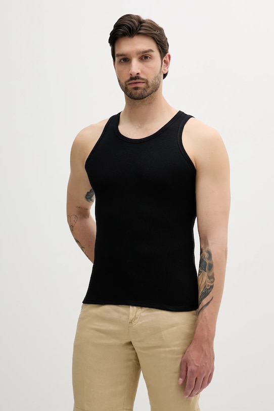 United Colors of Benetton top bawełniany bawełna czarny 3JKF2H002