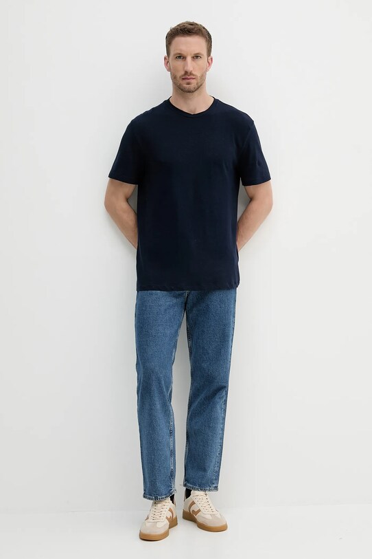 Ľanové tričko United Colors of Benetton 3UTFU10B1 tmavomodrá SS25