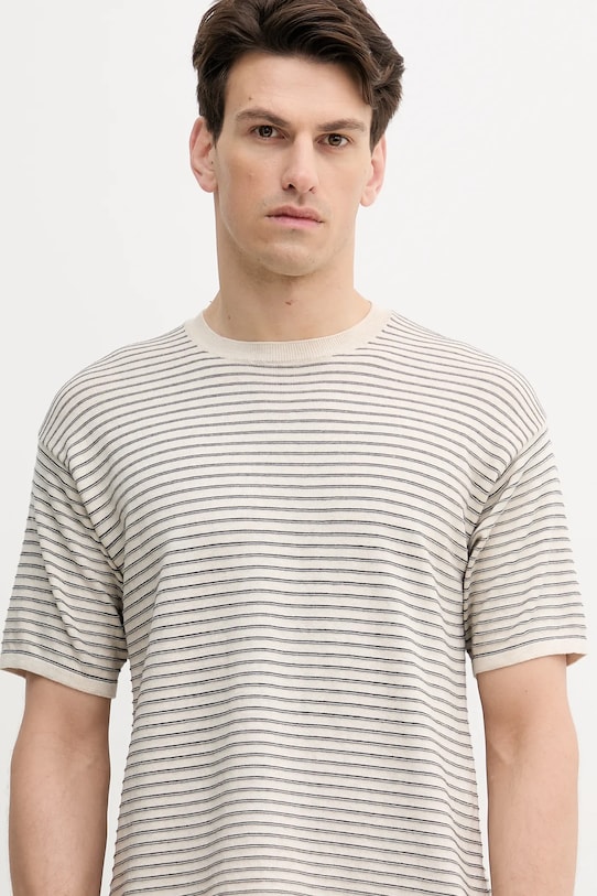United Colors of Benetton tricou din bumbac bej 1195K109V