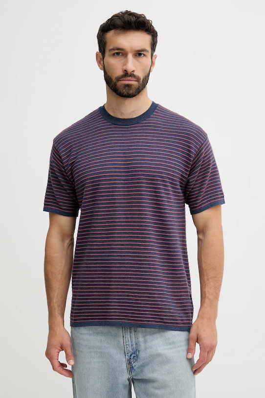 United Colors of Benetton t-shirt bawełniany wzorzyste granatowy 1195K109V