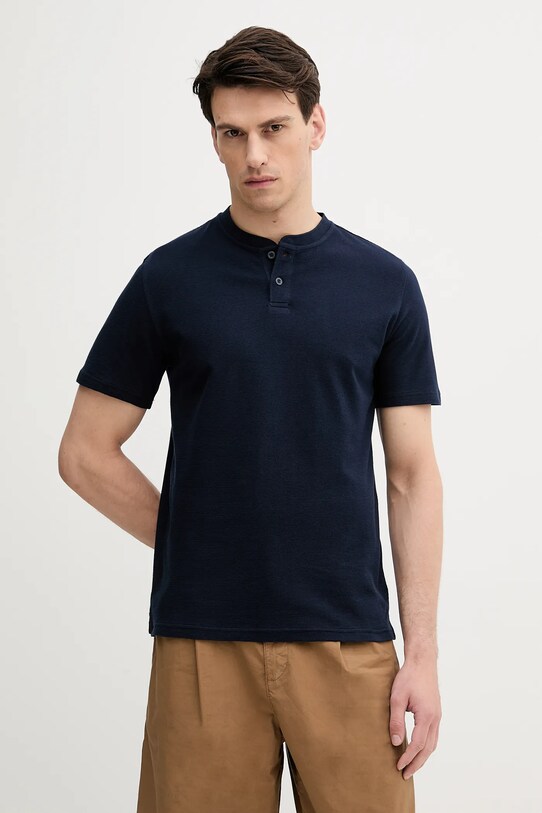 Bavlnené tričko United Colors of Benetton jednofarebný tmavomodrá 3RL3U10AS