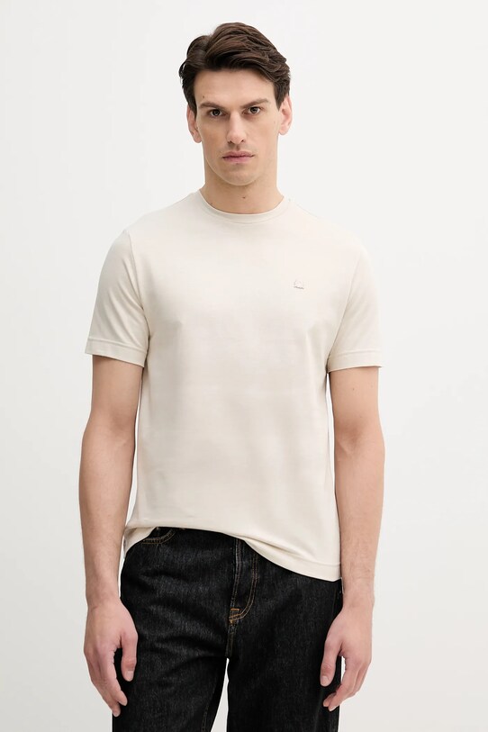 United Colors of Benetton tricou din bumbac uni bej 3M4WU1088