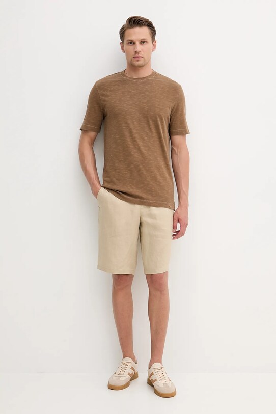 United Colors of Benetton tricou din bumbac 36JGU105U maro SS25