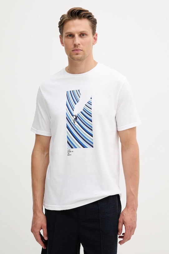 United Colors of Benetton tricou din bumbac print alb 3BL0U10AF