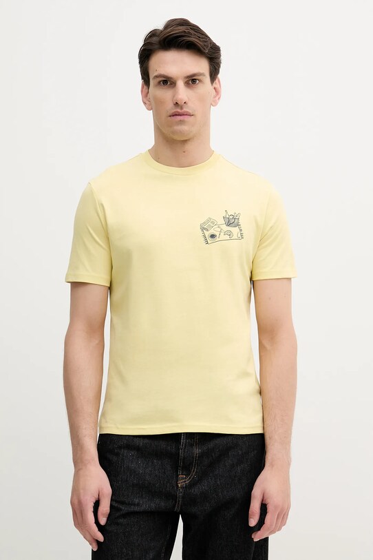 United Colors of Benetton t-shirt bawełniany nadruk żółty 3BL0U10AF