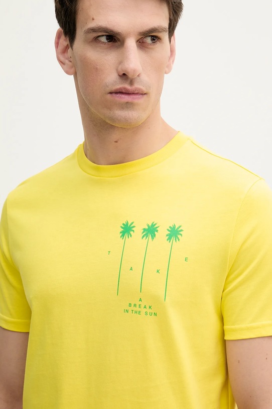United Colors of Benetton tricou din bumbac galben 3BL0U10AF