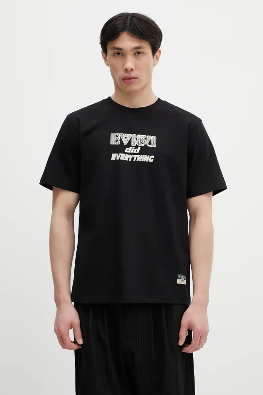 Evisu tricou din bumbac Seagull-Daicock Printed SS print negru 2ESHTM5TS1152